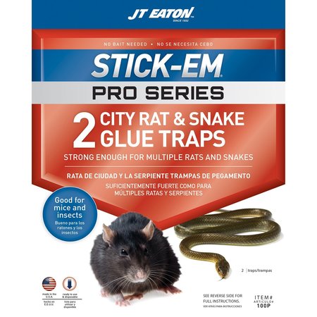 JT EATON Stick-Em Pro Series Glue Trap For Rodents and Snakes , 2PK 100P